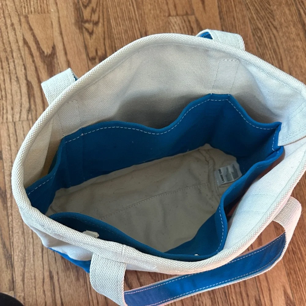 Lands' End Cream Canvas Tote with Bright Blue Trim - Picture 4 of 4